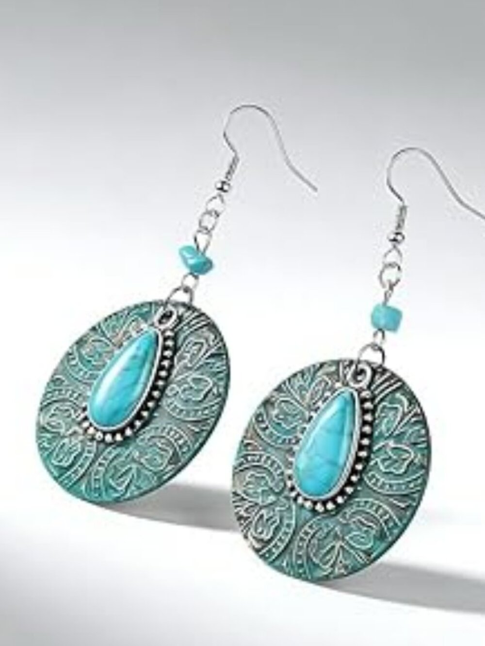 Boho Turquoise Earrings Western Trendy Rustic Couture Dangle Drop